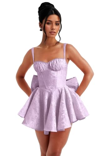 Image of Short Satin Homecoming Dresses with Bows Applique Corset Prom Dress Mini HOCO Party Cocktail Gowns for Teens
