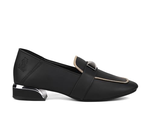 Image of LOUIS STITCH Women's Elegant Wedge Heel Moccasins | Slip-On with Designer Buckle | Comfort Shoes for Casual & Office Wear | LSLD-BH-MCP