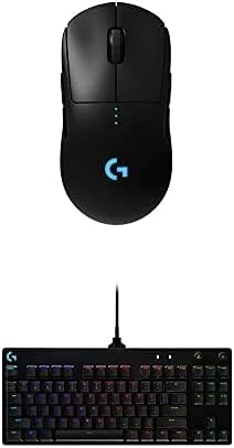 Logitech G Pro Wireless Gaming Mouse & G PRO Mechanical Gaming Keyboard, Ultra Portable Tenkeyless Design, Detachable Micro USB Cable, 16.8 Million Color LIGHTSYNC RGB Backlit Keys
