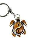 WOO MANTO Taiji Schildkröten Yin Yang Schlüsselanhänger, 4,1 x 3,5 cm, Harz-Anhänger, Feng Shui Glücksbringer