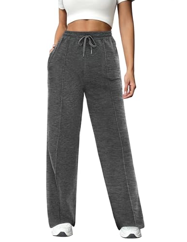 Crewhpo Pantalón Chándal Mujer Algodón Pantalones Deportivos Largos Pantalon con Bolsillos Elástica Cordón Jogger para Casual Correr Jogging