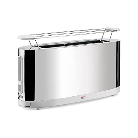 Alessi SG68 W Design Toaster mit Brötchenaufsatz, aus Edelstahl und PC Cover
