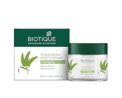 Image of Biotique Wheat Germ Anti- Ageing Night Cream | Reduces Fine Lines | Lightens dark Spots 75ml