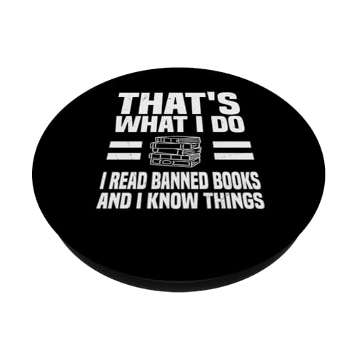 Funny Read Banned Books Saying Book Bans Reader PopSockets Swappable PopGrip, Black - Image 2