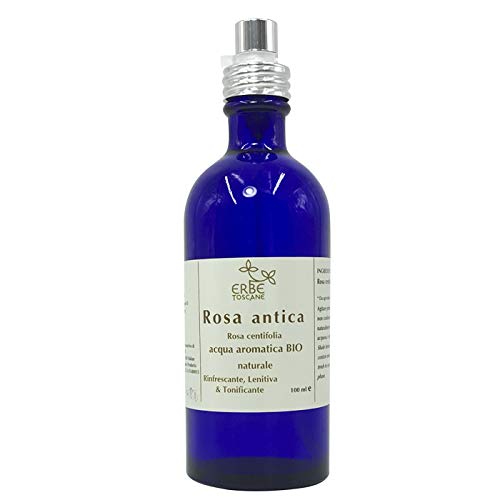 Acqua Aromatica BIO Rosa Antica – Idrolato RINFRESCANTE, LENITIVO, CALMANTE - Puro Concentrato e Naturale – Erbe Toscane (100 ml)