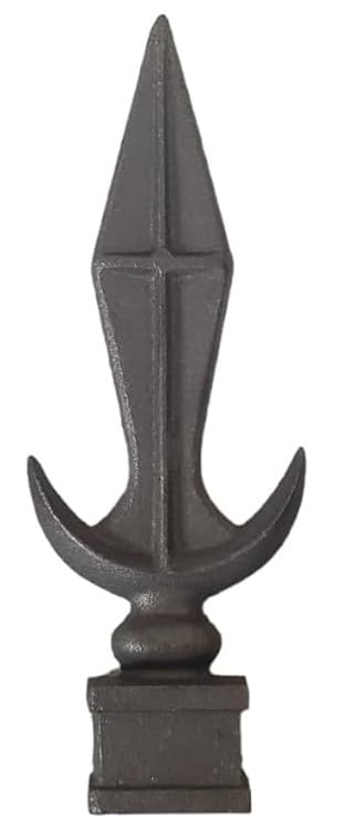 Cast Iron Fence Finials, Multiple Decorative Styles &amp; Sizes, 1/2" to 1" Inch Square and Round Spears, Fleur de Lis Design (1" Sword SQ, 5)