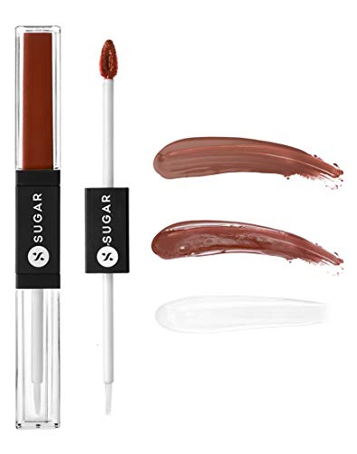 Image of SUGAR Cosmetics - Smudge Me Not - Lip Duo - 12 Don Fawn (Yellow Brown) - 3.5 ml - 2-in-1 Duo Liquid Lipstick with Matte Finish and Moisturizing Gloss