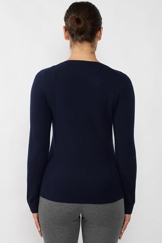 Image of JENNIE LIU Women's 100% Pure Cashmere Long Sleeve Pullover V Neck Sweater