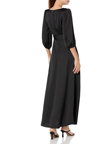 Image of DKNY Women's Balloon Sleeve Satin Faux Wrap Maxi Dress