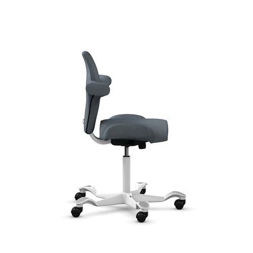 Image of HAG Capisco Sit to Stand Chair-White Frame-Upholstered Dark Gray