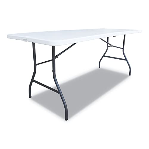 Alera Fold-In-Half Resin Folding Table, Rectangular, 72W X 29.63D X 29.25H, White #TOP25