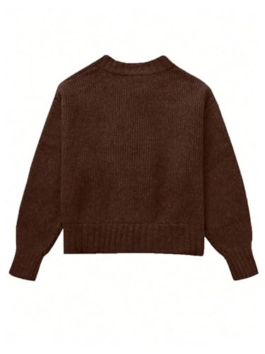 Image of GORGLITTER Women's Zip Up Cardigan Sweaters Trendy Fall Cozy Long Sleeve Knitted Autumn Winter Sweaters Jacket Dressy Brown X-Large