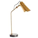 riess-ambiente.de Industrial Tischlampe Engineering 64cm Gold mit schwarzem Marmorfuß Tischleuchte Schreibtischlampe Industrielampe