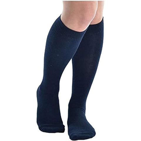 6 Pairs Knee High Socks Casual & School Wear Socks For Girls & boys, Unisex Plain Knee High Socks For Kids, Comfortable & Breathable in 10 Colours (UK Shoe Size 12.5 to 3.5 (7-10 yrs), Navy Blue) Cover