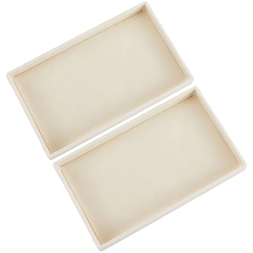 SOFPLATE 2 joyero de Terciopelo Vacío Bandeja Organizadora de Joyas Blanco Antiguo Pequeño Rectángulo Vitrina de Accesorios Bandeja Plana para Anillos Pendientes Collares Pulseras Y Almacenamiento de