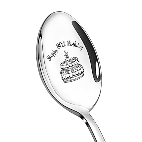 Happy 80th Birthday Gifts for Papa Nana 80 Year Old Birthday Gift for Mother Father 1944 Birthday Gifts for Sister Brother 80th Bday Spoon for Women Men 80 Yr Old Birthday Presents for Grandma Grandpa