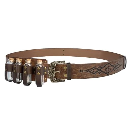 Cinturón Medieval Retro – Correa Alquimia Ajustable, Estilo Renacimiento Antiguo | Diseño Portátil Con Botellas Decorativas Resistente, Accesorio Cosplay Épico Producto, Ideal Fiestas Temáticas Fantas