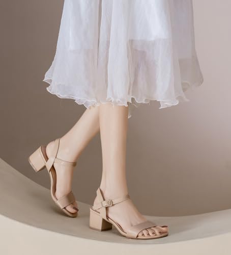 DADAWEN Women's Open Toe Ankle Strap Glitter Low Block Chunky Heels Sandals Party Dress Pumps Shoes2