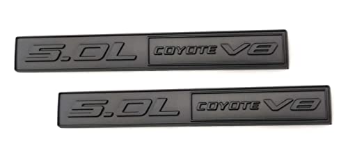 Image of 2X 5.0L Coyote Emblems, 3D Trim Fender Hook Trunk Badge Decals Stickers (Matte Black)