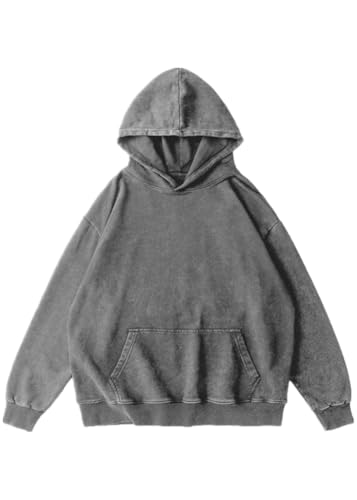 Mens Oversized Vintage Hoodies Pullover Unisex Hoodies Acid Wash Sweatshirt for Men Heavyweight