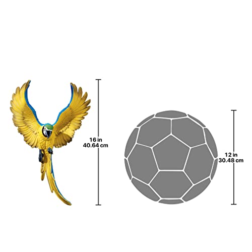 Design Toscano Flapping Macaw Bird Tropical Decor Wall Sculpture, 16 Inch, Polyresin, Full Color