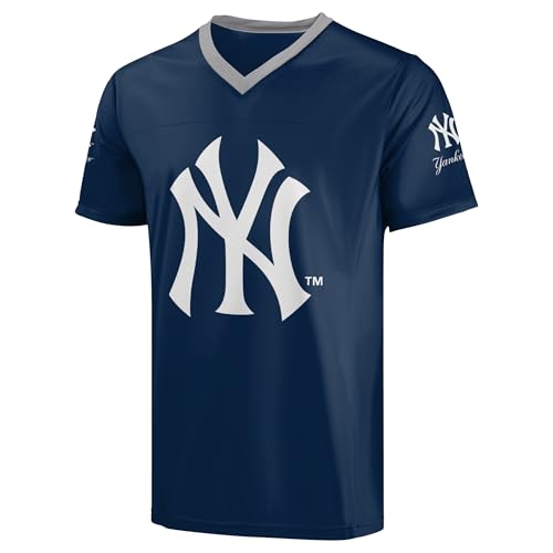 FOCO MLB Herren Offizielles Lizenzprodukt Primary Logo Wordmark Ballpark Team Color Jersey, New York Yankees - Navy, L FOCO MLB Herren Offizielles Lizenzprodukt Primary Logo Wordmark Ballpark Team Color Jersey, New York Yankees - Navy, L