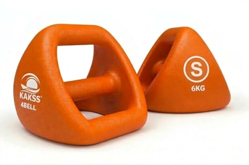 Image of Kakss 4BELL Multipurpose Gym Equipment 4-in-1 Dumbbell, Kettlebell, Push-Up Bar & Med Ball, Compact Home Workout Tool for Men & Women,(ONE PIECE) (6kg Orange)