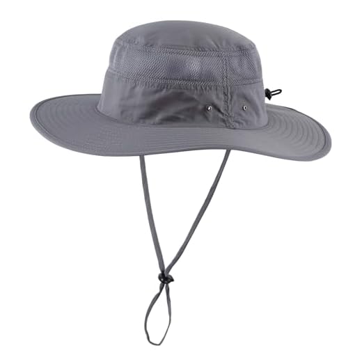 Home Prefer Men's Sun Hat UPF 50+ Wide Brim Bucket Hat Windproof Fishing Hats (Dark Gray)