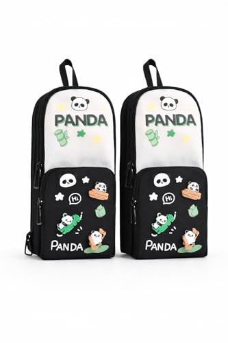 Image of Khasala Brothers Stylish Pencil Case 6 Layer with 3 Compartment Large Capacity Pen Pencil Pouch Multifunctional Pouch for School Kids Stationary Gift for Child (Black Panda Pencil Pouch)