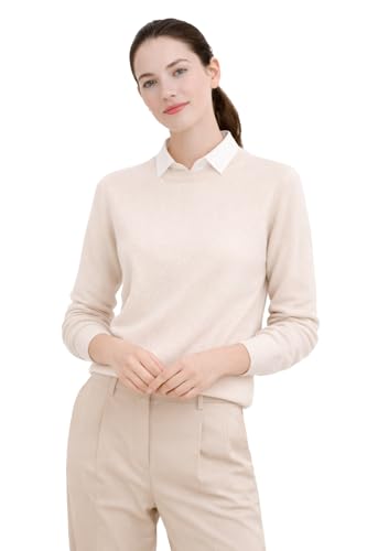 Image of Cashmeren Women's Basic Crewneck Sweater 100% Pure Cashmere Long Sleeve Round Neck Pullover