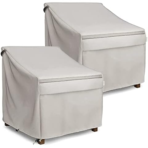 MR. COVER Waterproof Patio Chair Covers, Lounge Deep Seat Covers for Outdoor Furniture, 35W x 38D x 31H Inches, Heavier Materials, Beige (2-Pack) Cover