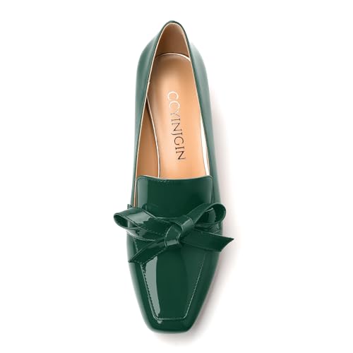 Image of Womens Loafer with Heel, Comfortable Chunky Heels for Women, Loafers Shoes with Bowknot Womens Bunion Dress Shoes