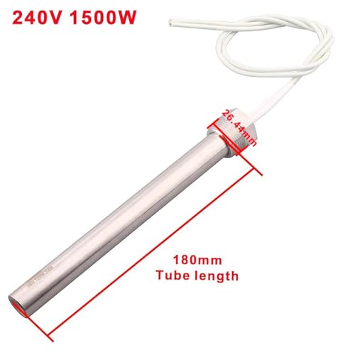 DERNORD Cartridge Heater 240V 1500W Hot Rod Heating Element Replacement 3/4 Inch 26.44MM Flansch BSP Thread