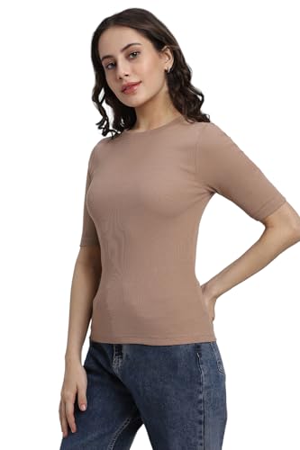 Image of Forever 21 Womens Solid Regular Fit Basic T-Shirts