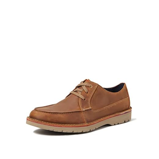 Clarks Vargo Vibe, Zapatos de Cordones Derby para Hombre, Braun Dark Tan Lea Dark Tan Lea, 41 EU