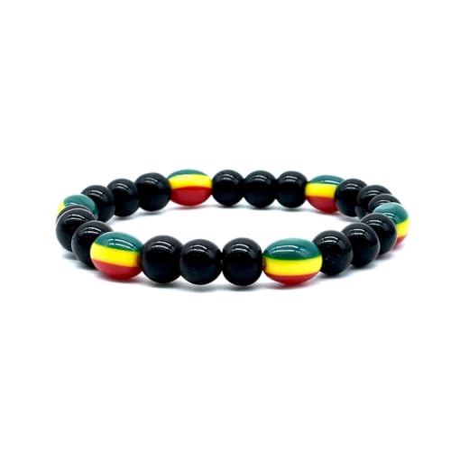 Bracciale Elastico Rasta con Perline Rosse, Verdi e Gialle. Bracciale Bod Marley, Rasta, Reggae e Hippie. Bracciale Elastico Rasta con Perline Rosse, Verdi e Gialle. Bracciale Bod Marley, Rasta, Reggae e Hippie.