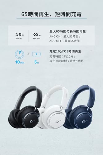 undefined Anker Soundcore Space Q45（Bluetooth 5.3 ワイヤレス ヘッドホン）【最大65時間音楽再生 / ウルトラノイズキャンセリング2.0 / LDAC/ハイレゾ対応 (ワイヤレス/有線) / マルチポイント対応/外音取り込み/マイク内蔵】 ブラック の商品画像 2