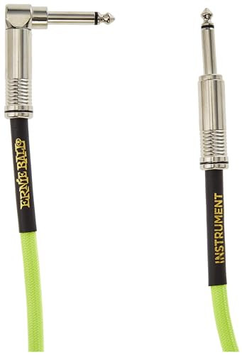 Image of Ernie Ball Braided Instrument Cable, Straight /Angle, 10ft, Neon Yellow (P06080)
