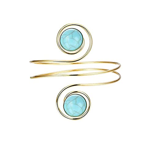 Caiyao Boho Upper Arm Bracelet Cuff Bangle Gold Silver Geometric Cuff Bracelets Mental Open Upper Arm Bangle Bracelet Adjustable Armband Jewelry for Women