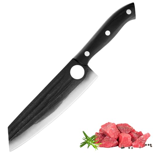 TUTCHUAN Couteau japonais Kiritsuke Cuisine professionnelle Couteau de chef forgé à la main Couteaux de cuisine Full Tang High Carbon Steel Viande Sushi avec manche ergonomique en bois