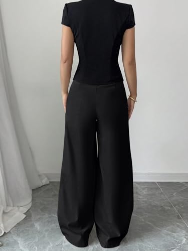 Image of Leriya Fashion Cargo Pants for Woman | Cargo Pants for Women Cotton Wide Leg Utility Fit Flap Pockets | Trousers Fors Women, Relaxed Fit Baggy Pant Airport Outfit for Womens Streetwear Attire