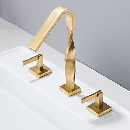 Robinet cascade or brossé pour vasque de salle de bains rétro