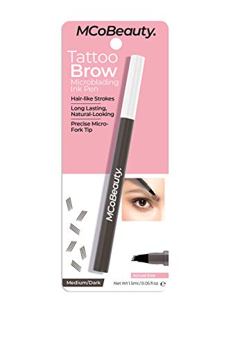 MCoBeauty Tattoo Eyebrow Microblading Ink Pen - Long-Lasting Micro-Fork Tip Applicator for Hair-like Defined Brows - Vegan - Medium to Dark - Image 3