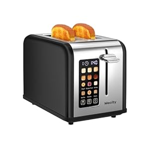 Mecity 2 Slice Touch Screen Toaster, 1.5″ Wide Slot, Stainless Steel Smart Toaster for Bagels, Muffins, Waffles, Gluten-Free Breads, Defrost, Reheat, Timer, 120V 825W, Matt Black
