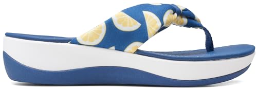 Image of Clarks Women's Arla Glison Flip Flop, Blue Print, 8.5 UK