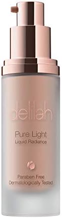 delilah - Pure Light Liquid Radiance Illuminator - Lunar - Flawless Finish - Radiant Glow - Brightens & Evens Skin Tone - Blurs Dark Spots - With Vitamin E - 30 ml / 1.01 Oz
