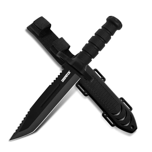 Image of Dispatch Fixed Blade Hunting Knife with Sheath, 12-inch Survival Knives for Men Tactical Bowie Knife with Non-Slip Handle for Bushcraft, Outdoor Camping