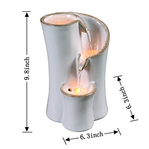 Gossi GOSSI-21115 Haobos Indoor Water Fountain Imitation Ceramics Appearance Tabletop Fountain Relaxation Desktop Waterfall Fountain W/ 3 Reflective Led thumb #2