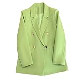 [Foreted] テーラードジャケット レディース 長袖 ボタン カラー スーツ フォーマル アウター 上品 着痩せ おしゃれ ジャケット ビジネス カジュアル 事務服 薄手 細身効果 ウォッシャブル ブレザー 無地 羽織 大人 卒業式 卒園式 発表会(ライトグリーン,S)