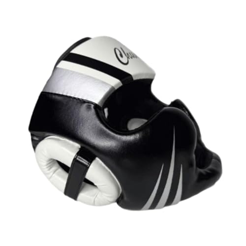 QSTDGVPW Casco de Boxeo, Cubierta para La Cara, Cubierta Portátil para La Cabeza, MMA, Muay Thai, para Sparring, Taekwondo, Grappling, Blanco Negro